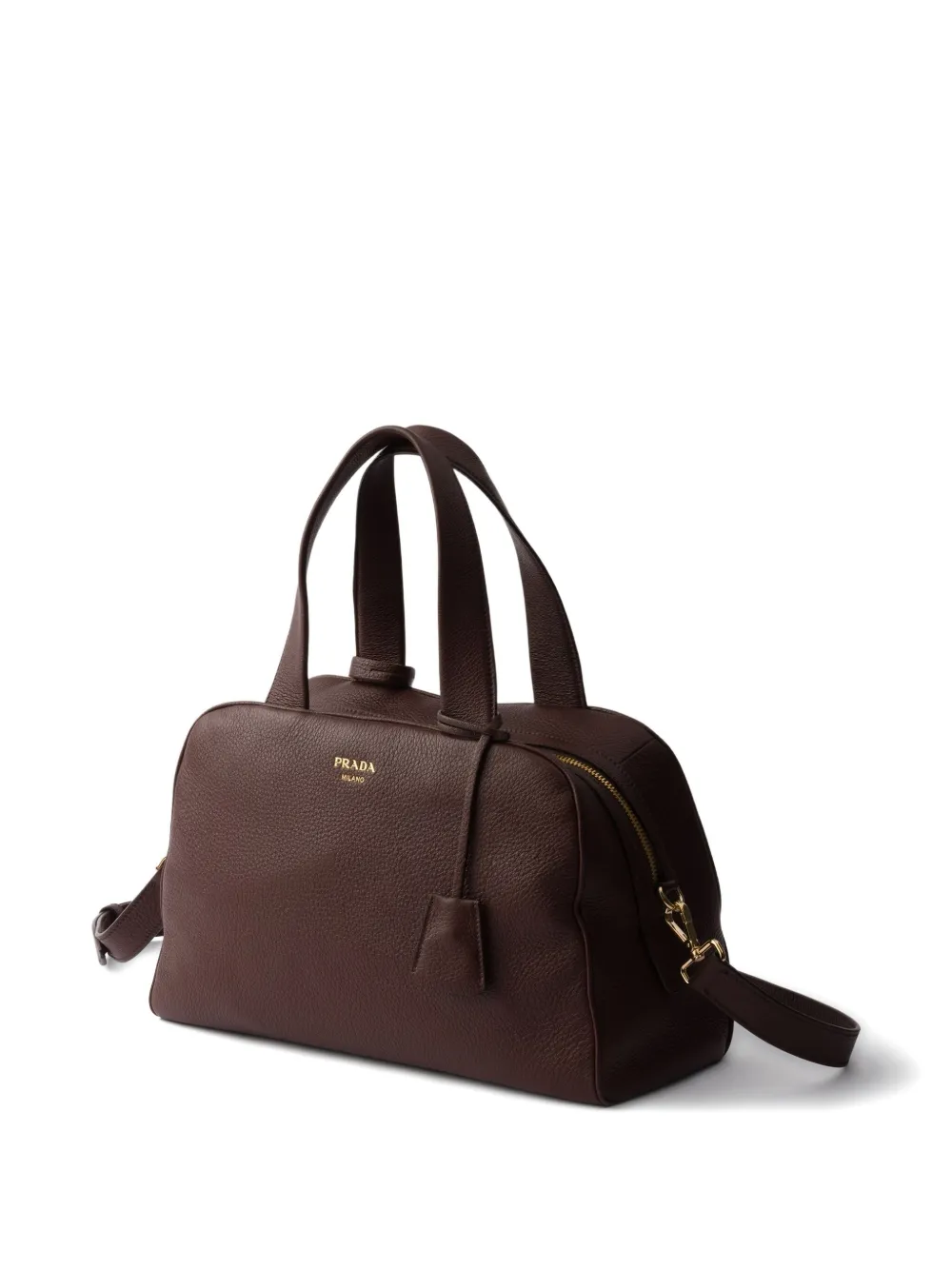 Prada Grote leren shopper met handvat Bruin