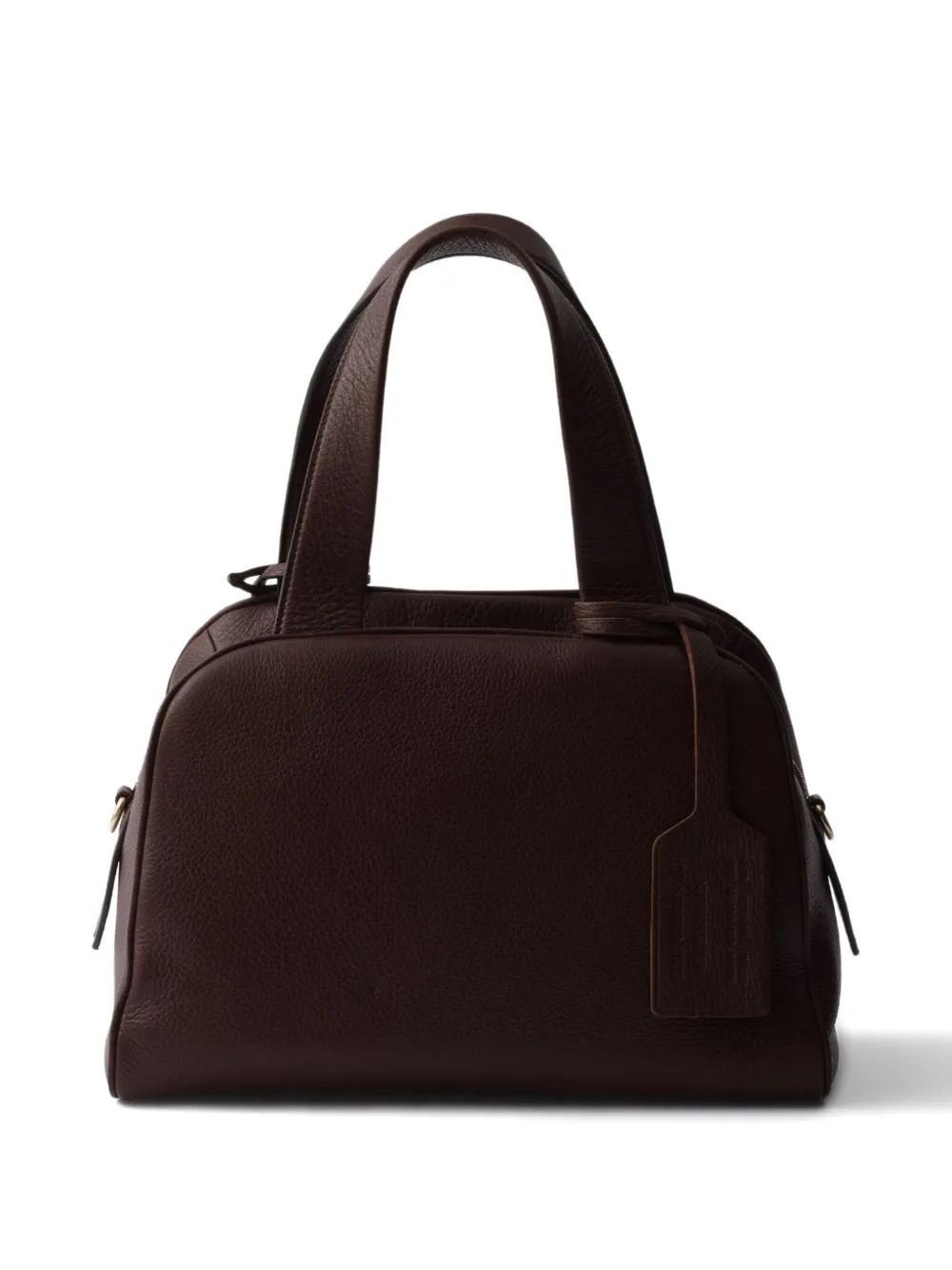 Prada Leren shopper met handgreep en logo-reliëf - Bruin