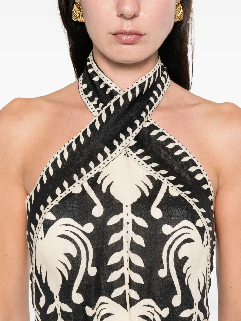 Johanna Ortiz Tide Halterneck Cut-out Mini Dress In Black