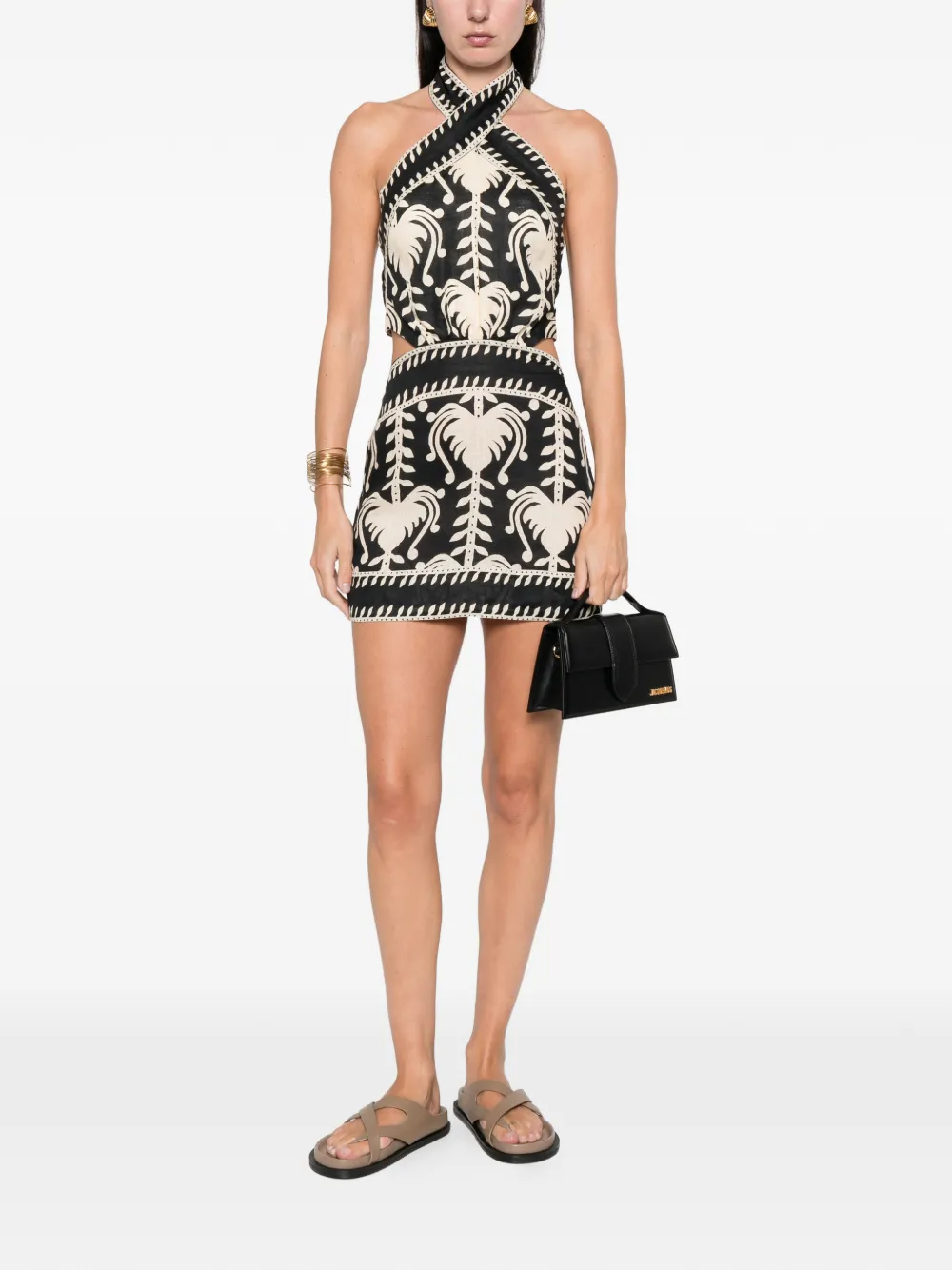 Johanna Ortiz Tide Halterneck Cut-out Mini Dress In Black