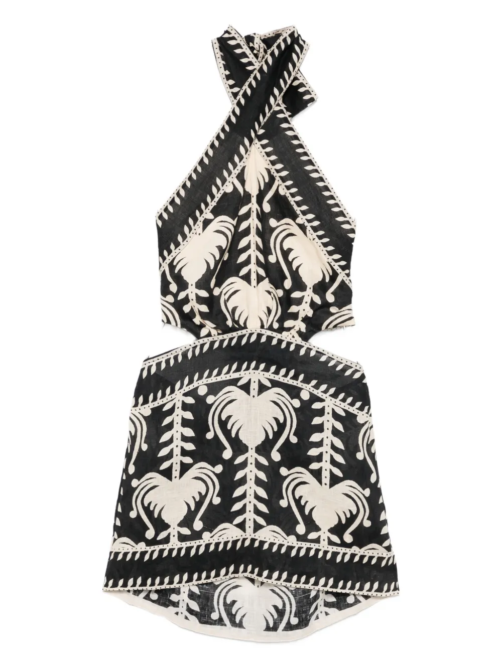 Johanna Ortiz Tide Halterneck Cut-out Mini Dress In Black