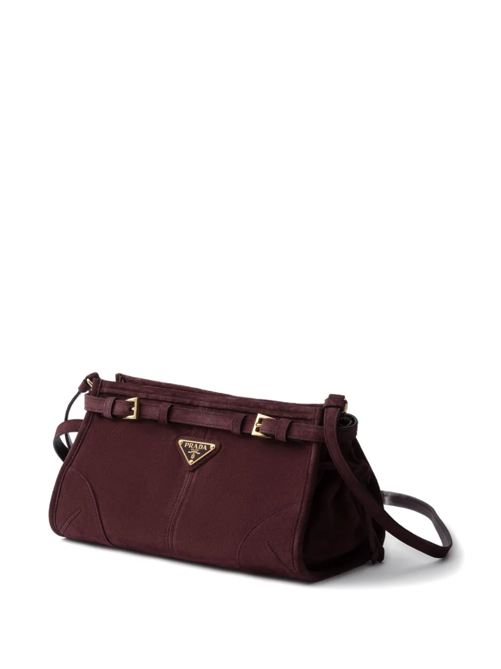 Prada suede buckle-detail shoulder bag - Rood