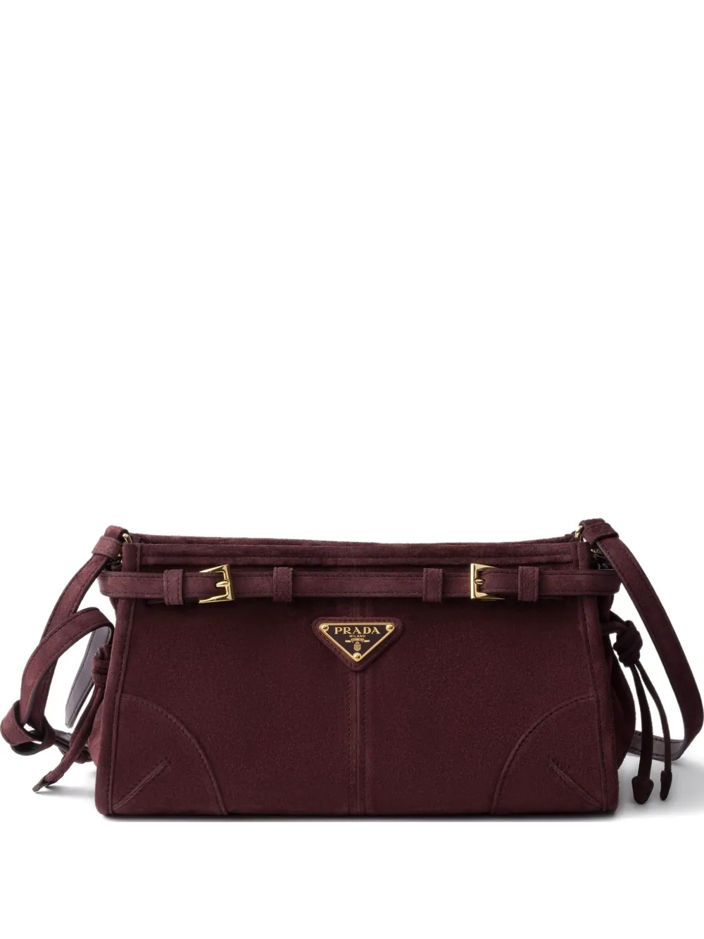 Prada suede buckle-detail shoulder bag Rood