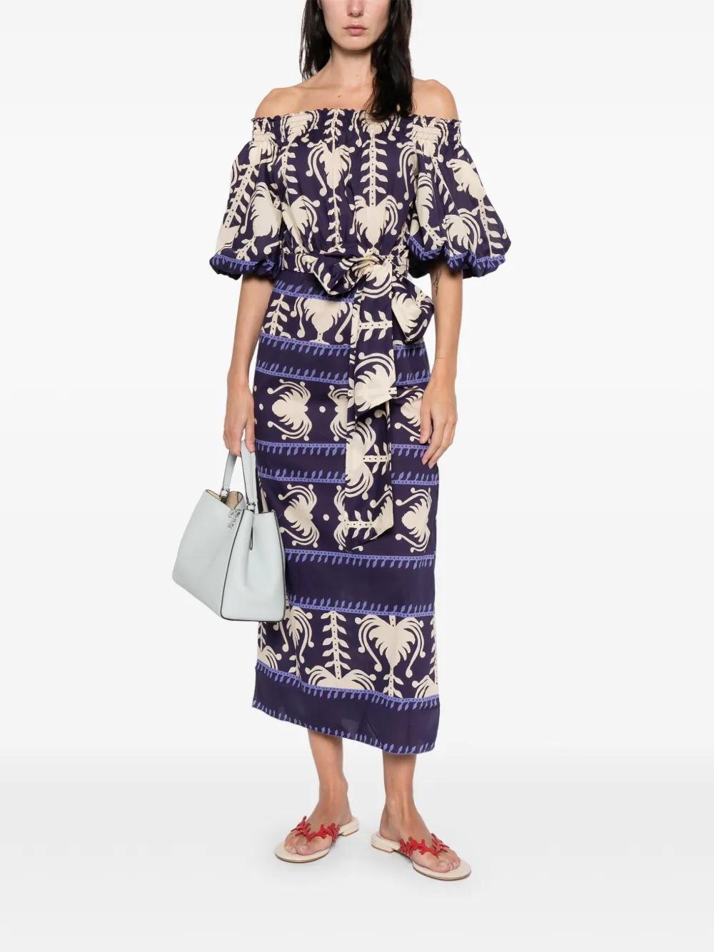 Johanna Ortiz off-shoulder patterned midi dress - Paars