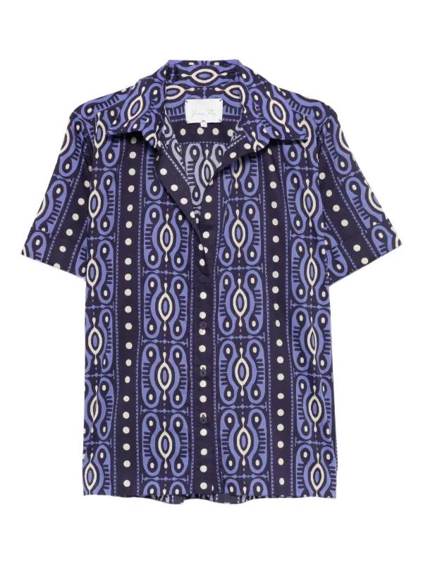 Johanna Ortiz Salty Promises Buttoned-patterned Shirt in Blue