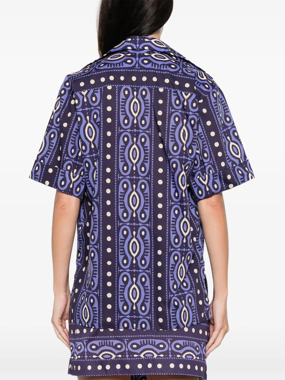 Johanna Ortiz Salty Promises Buttoned-patterned Shirt In Blue