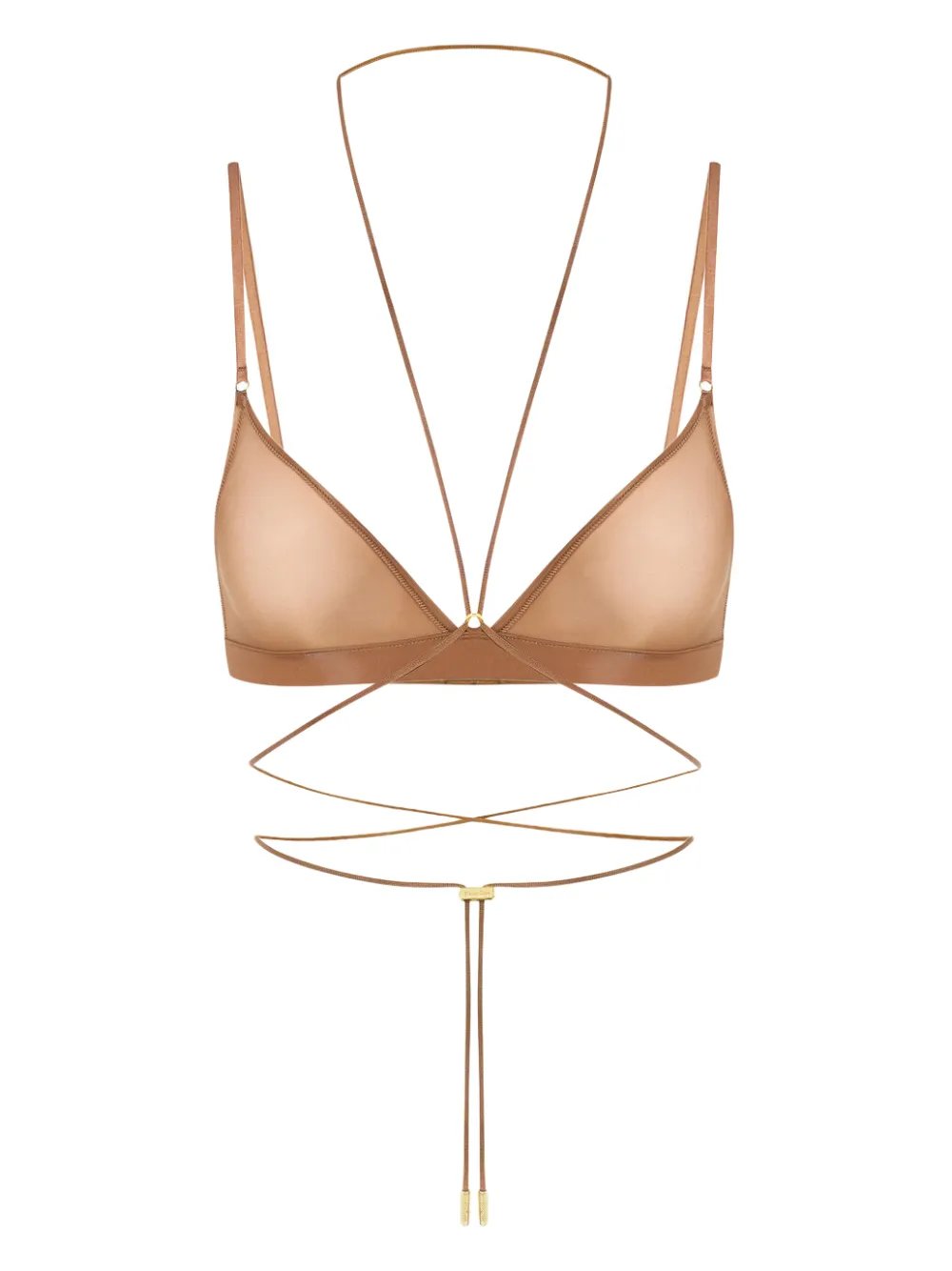 Maison Close Triangle Cross-back Bra In Brown