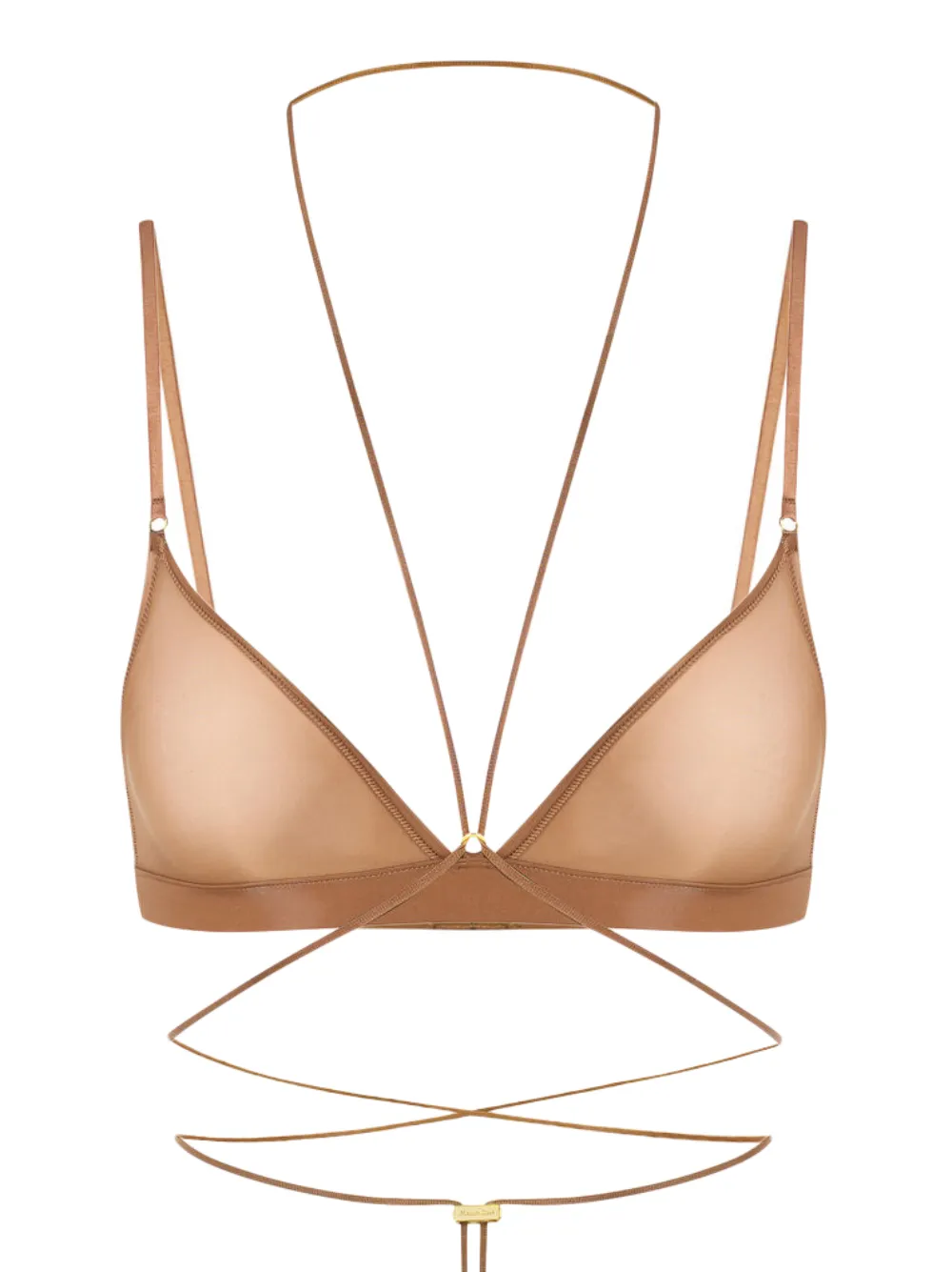 Maison Close Triangle Cross-back Bra In Brown