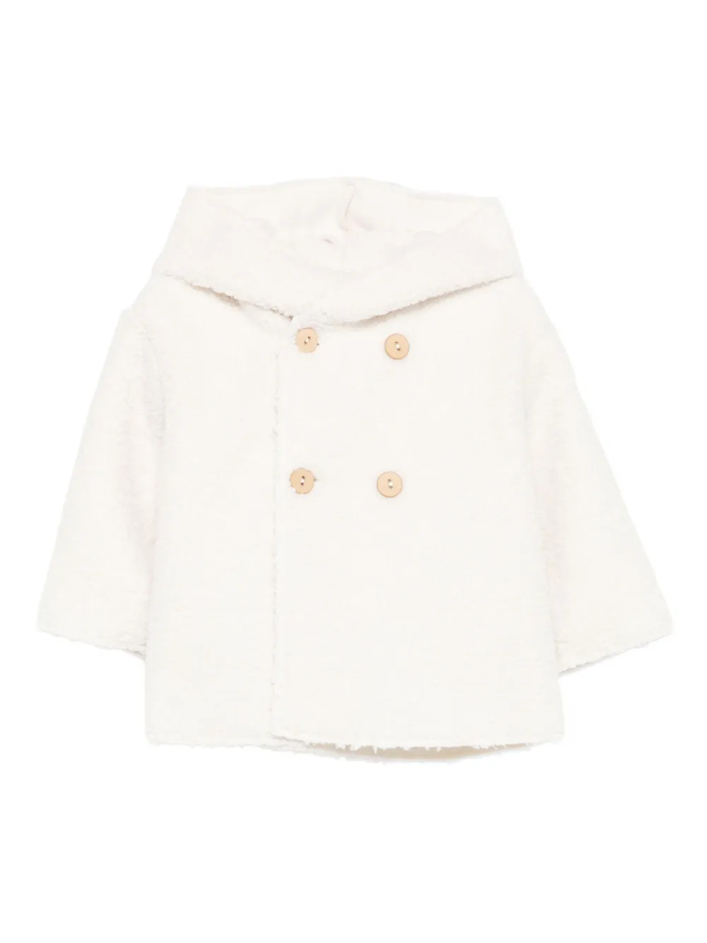 TEDDY & MINOU hooded double-breasted coat Wit
