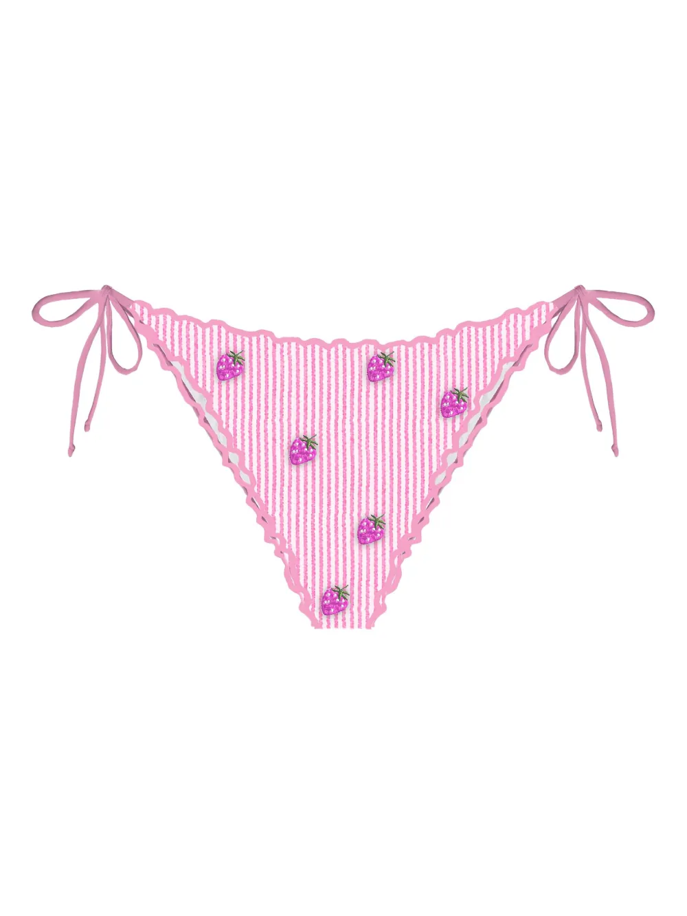 MC2 Saint Barth strawberry-embroidered striped bikini bottoms - Pink