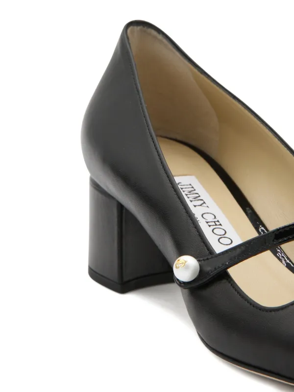 Jimmy Choo pearl-embellished block-heel Pumps | Black | FARFETCH