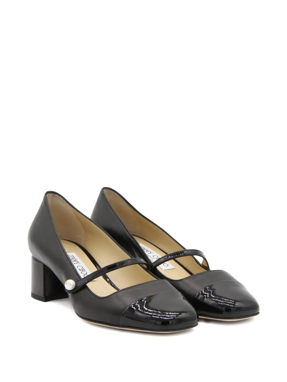 Jimmy Choo pearl-embellished block-heel pumps Black