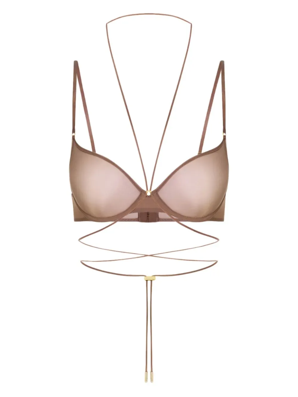 Maison Close Balconette Cross-back Bra In Brown
