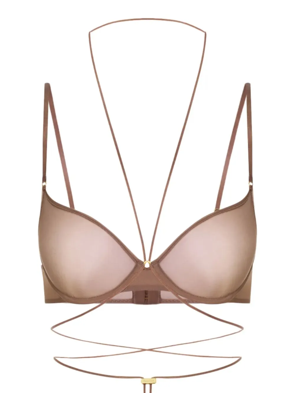 Maison Close Balconette Cross-back Bra In Brown