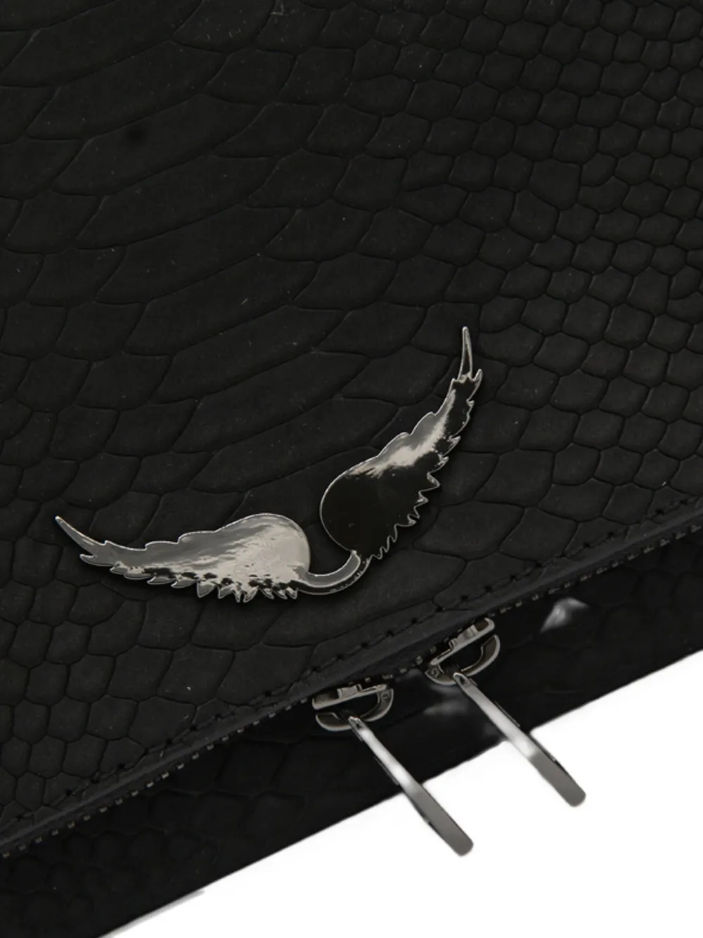 Zadig&Voltaire Schoudertas met slangen-effect en ketting Zwart