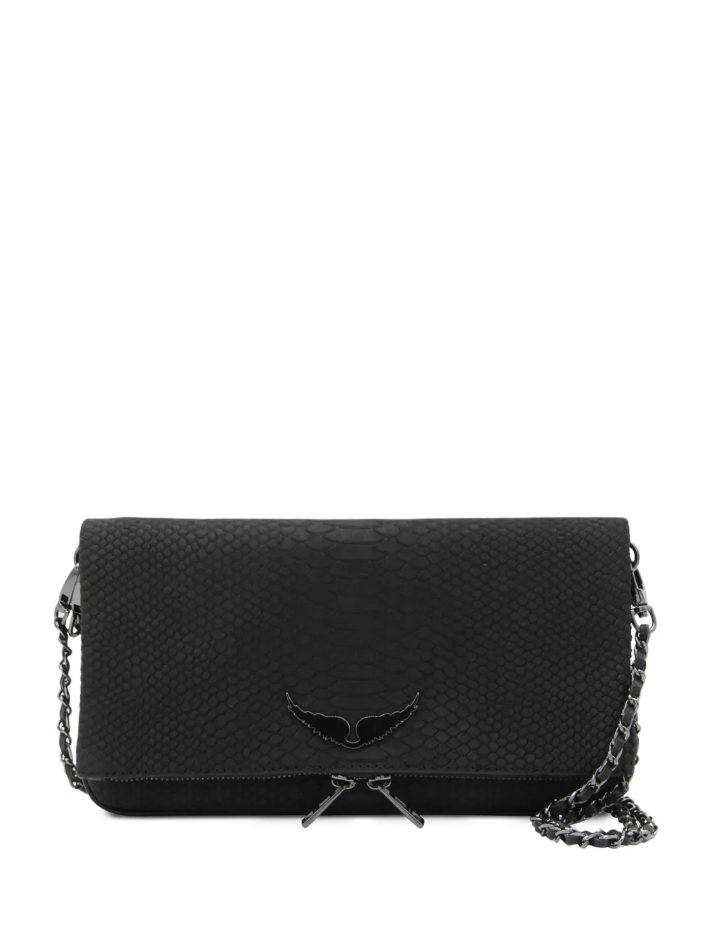 Zadig&Voltaire Schoudertas met slangen-effect en ketting Zwart
