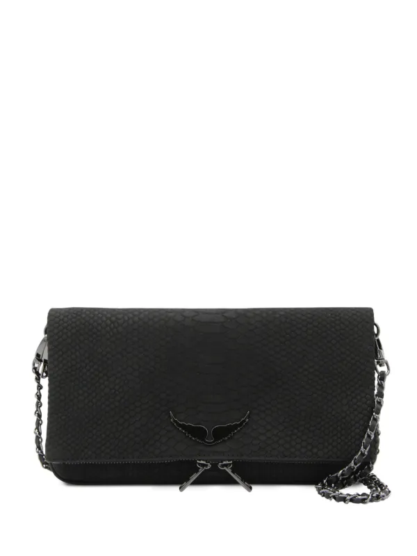 Zadig&Voltaire スネークスキン ショルダーバッグ | ブラック 