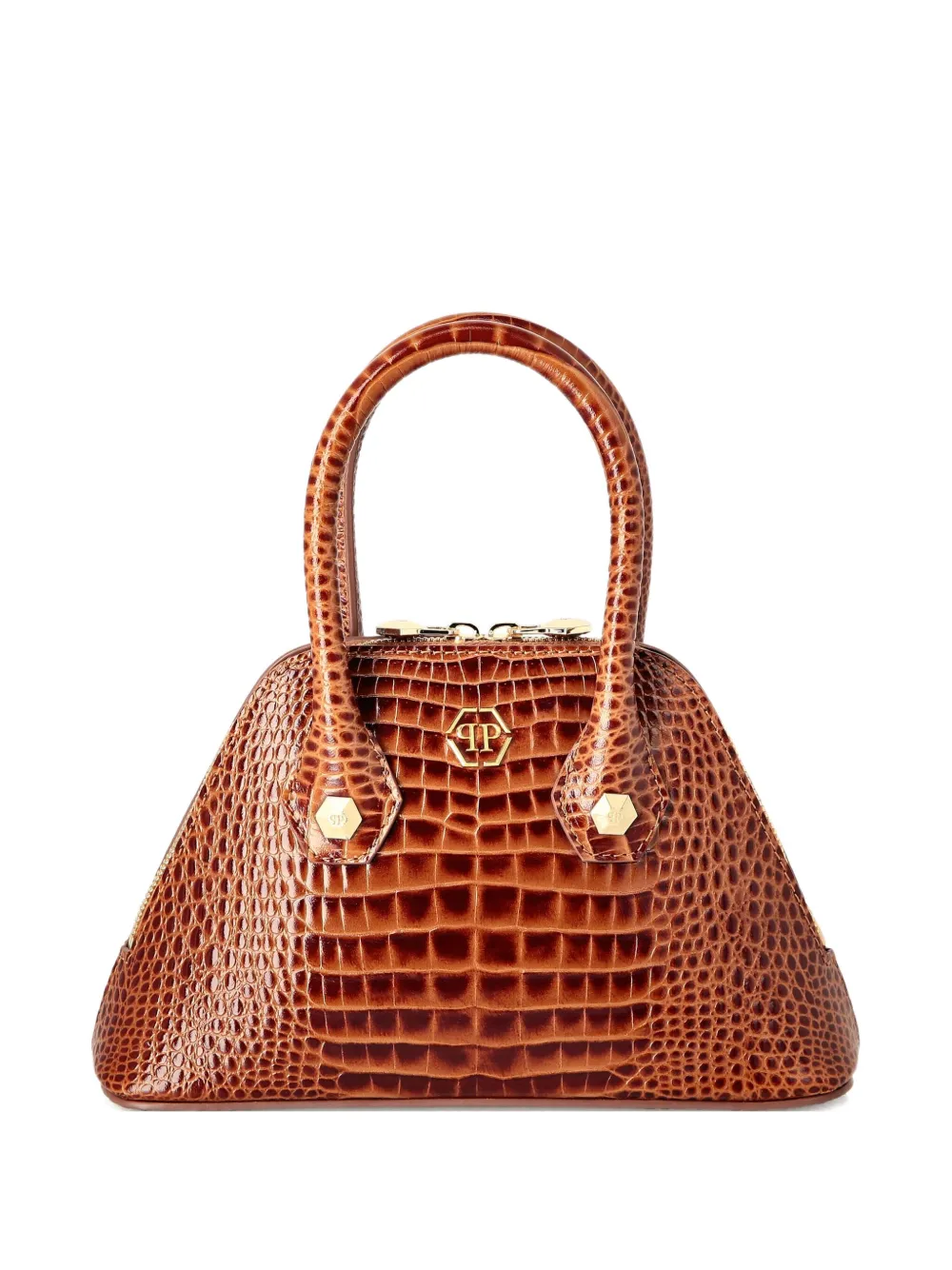 Philipp Plein Tote Bag Mit Kroko-effekt In Brown