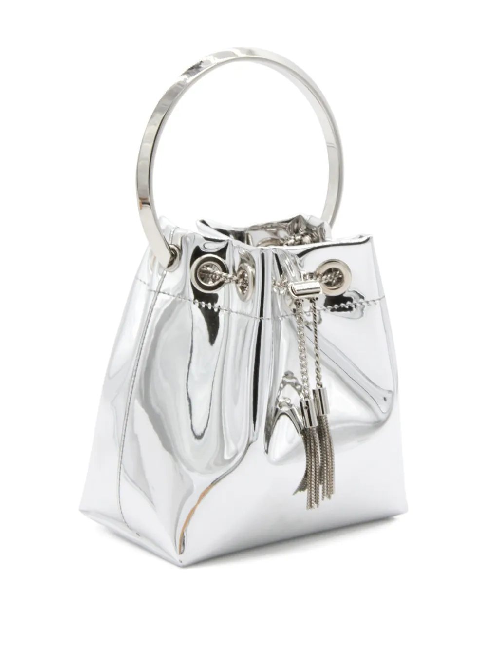 Jimmy Choo Mini bucket-tas met metallic-effect en handvat Groen