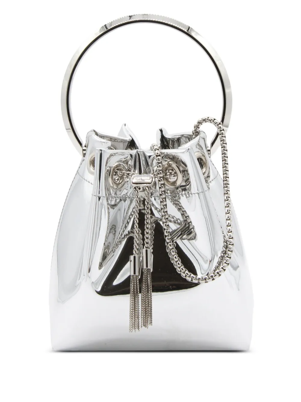 Jimmy Choo Mini bucket-tas met metallic-effect en handvat Groen