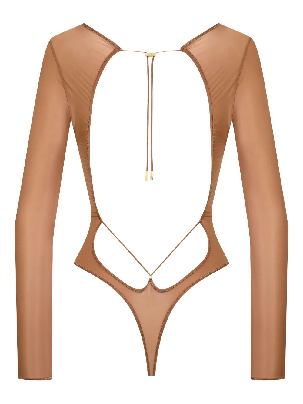 Maison Close French Kiss Light open-back long-sleeve bodysuit Roze