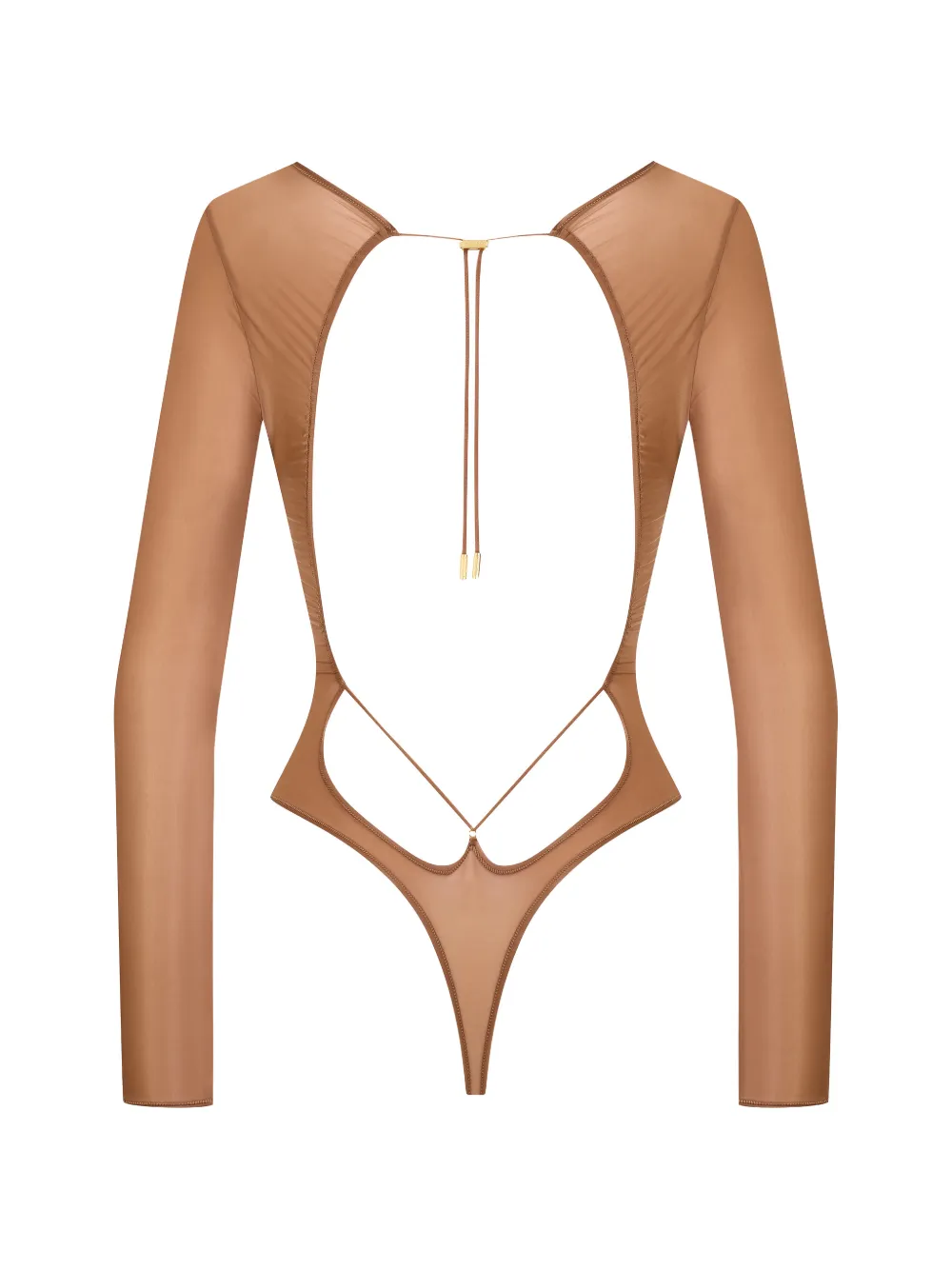 Maison Close French Kiss Light body met open rug en lange mouwen Beige