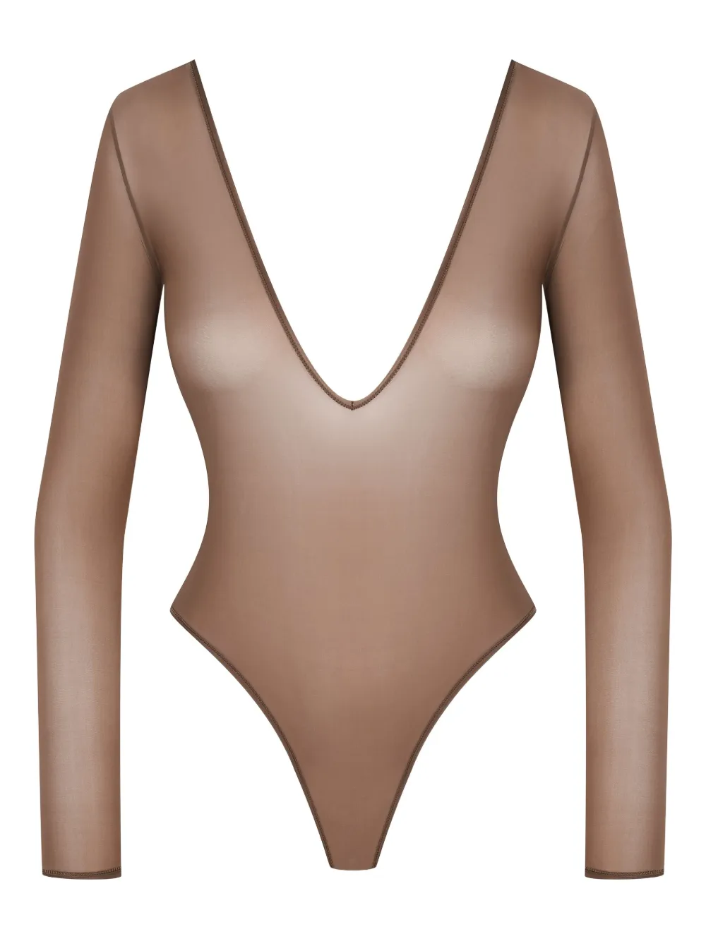 Maison Close French Kiss Light open-back long-sleeve bodysuit - Bruin