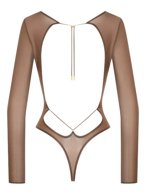 Maison Close French Kiss Light open-back long-sleeve bodysuit