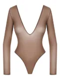 Maison Close French Kiss Light open-back long-sleeve bodysuit - Brown