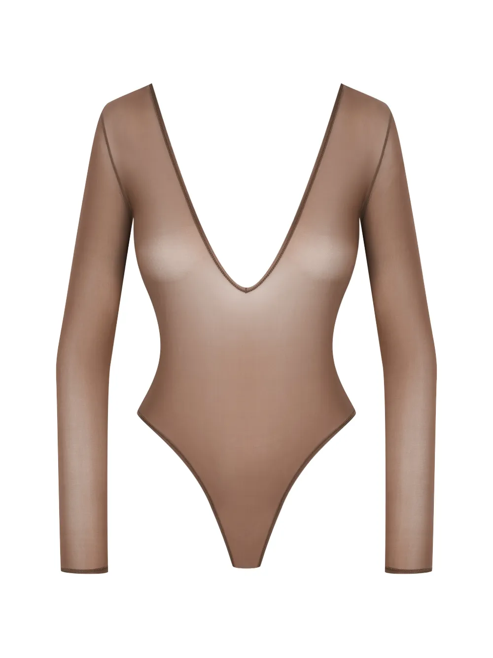 Maison Close French Kiss Light open-back long-sleeve bodysuit - Braun