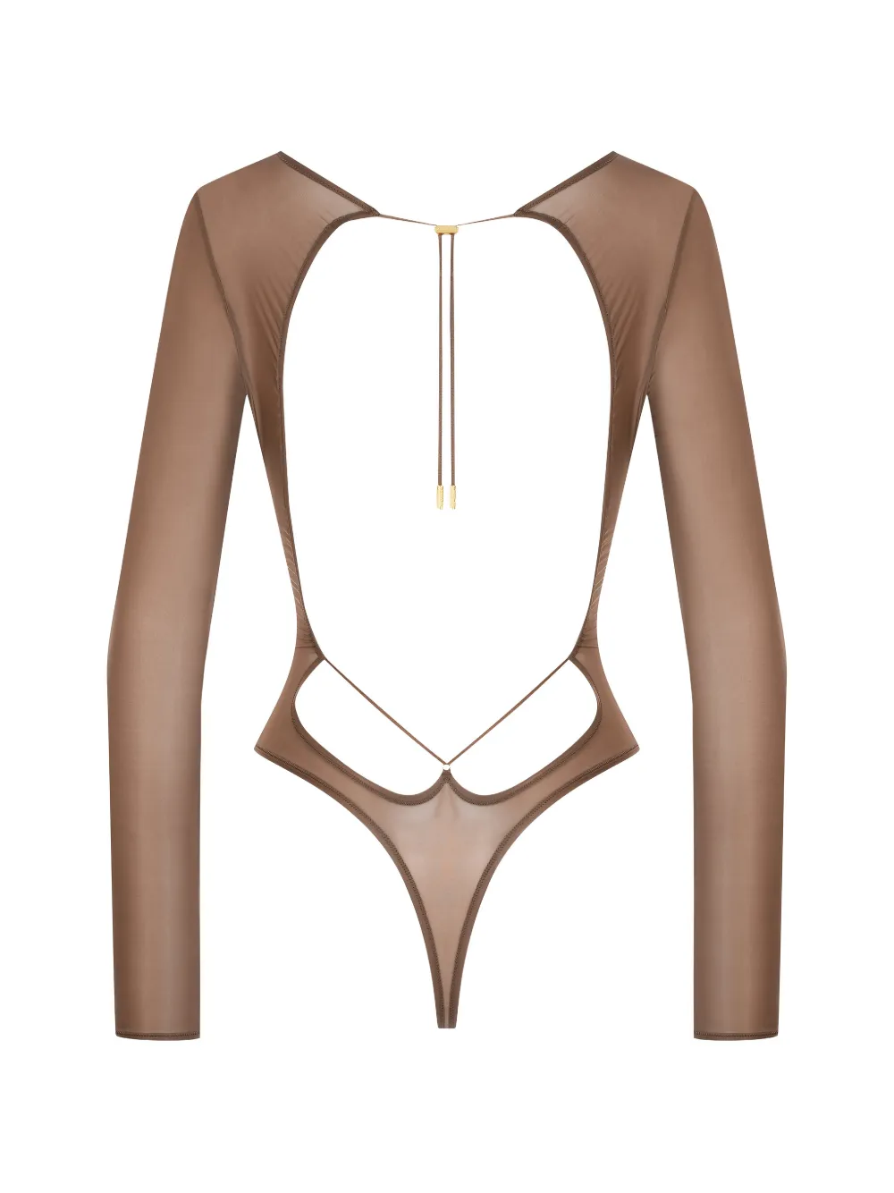 Maison Close French Kiss Light body met open rug en lange mouwen Bruin