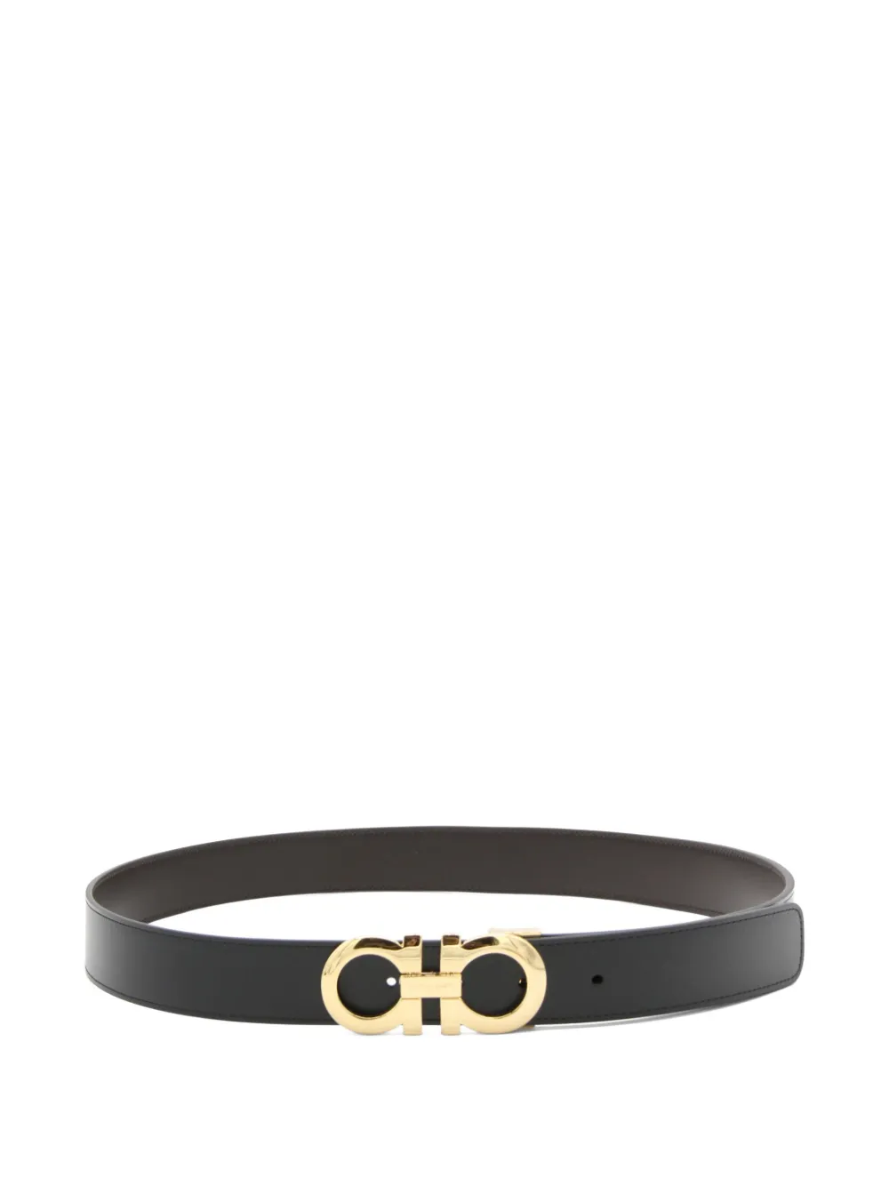 Gancini-buckle leather belt