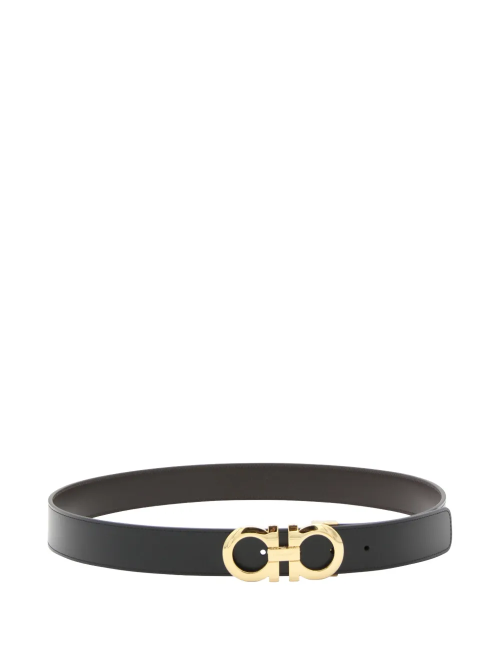 Ferragamo Gancini-buckle leather belt Zwart