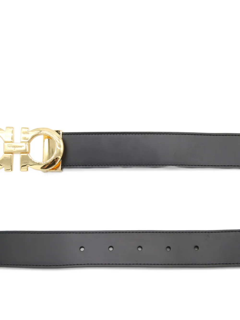 Ferragamo Gancini-buckle leather belt - Zwart