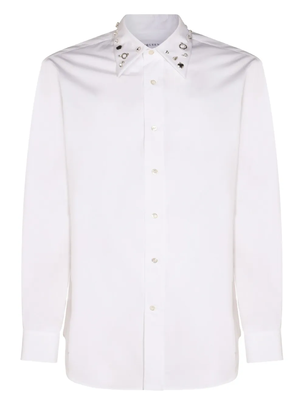 Alexander McQueen crystal-embellished collared shirt Wit