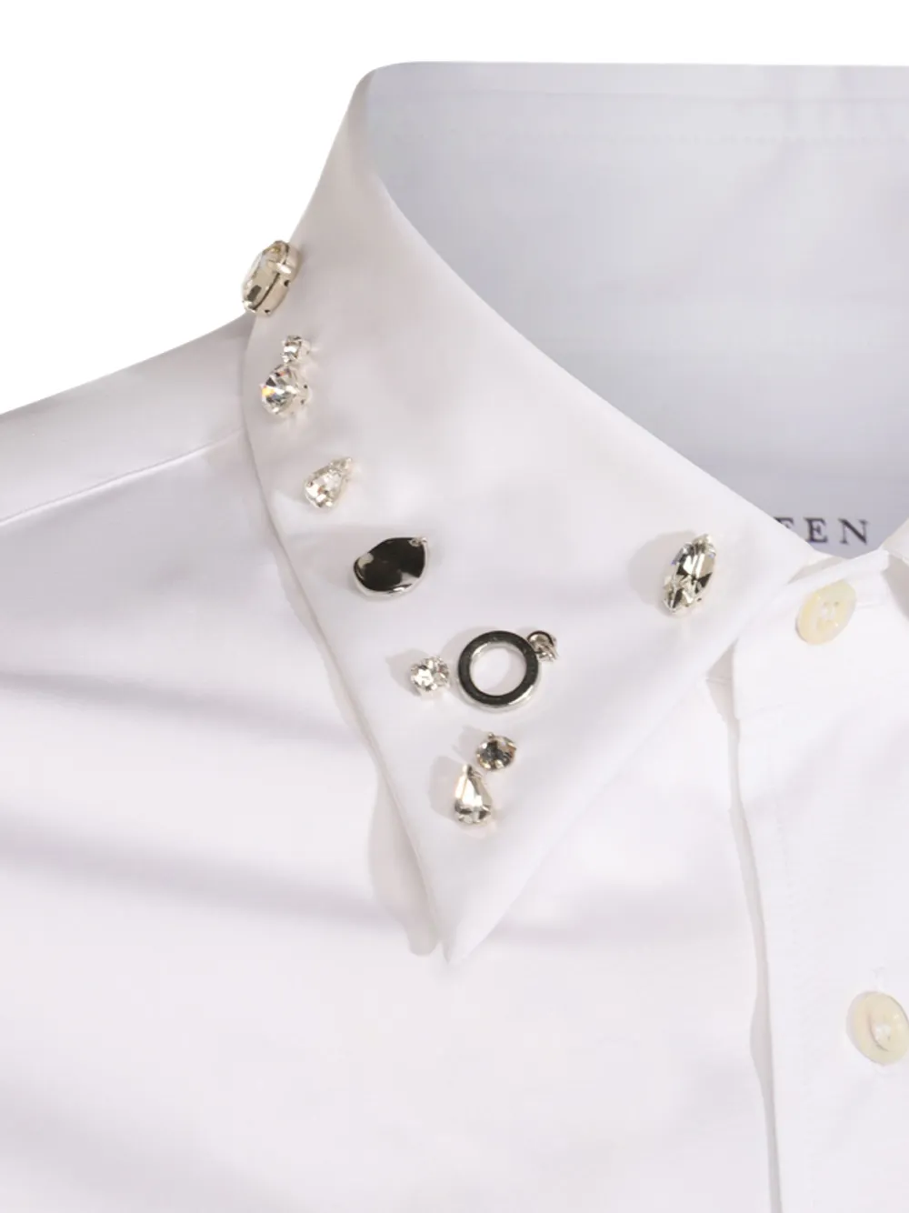 Alexander McQueen Overhemd verfraaid met kristallen en kraag Wit