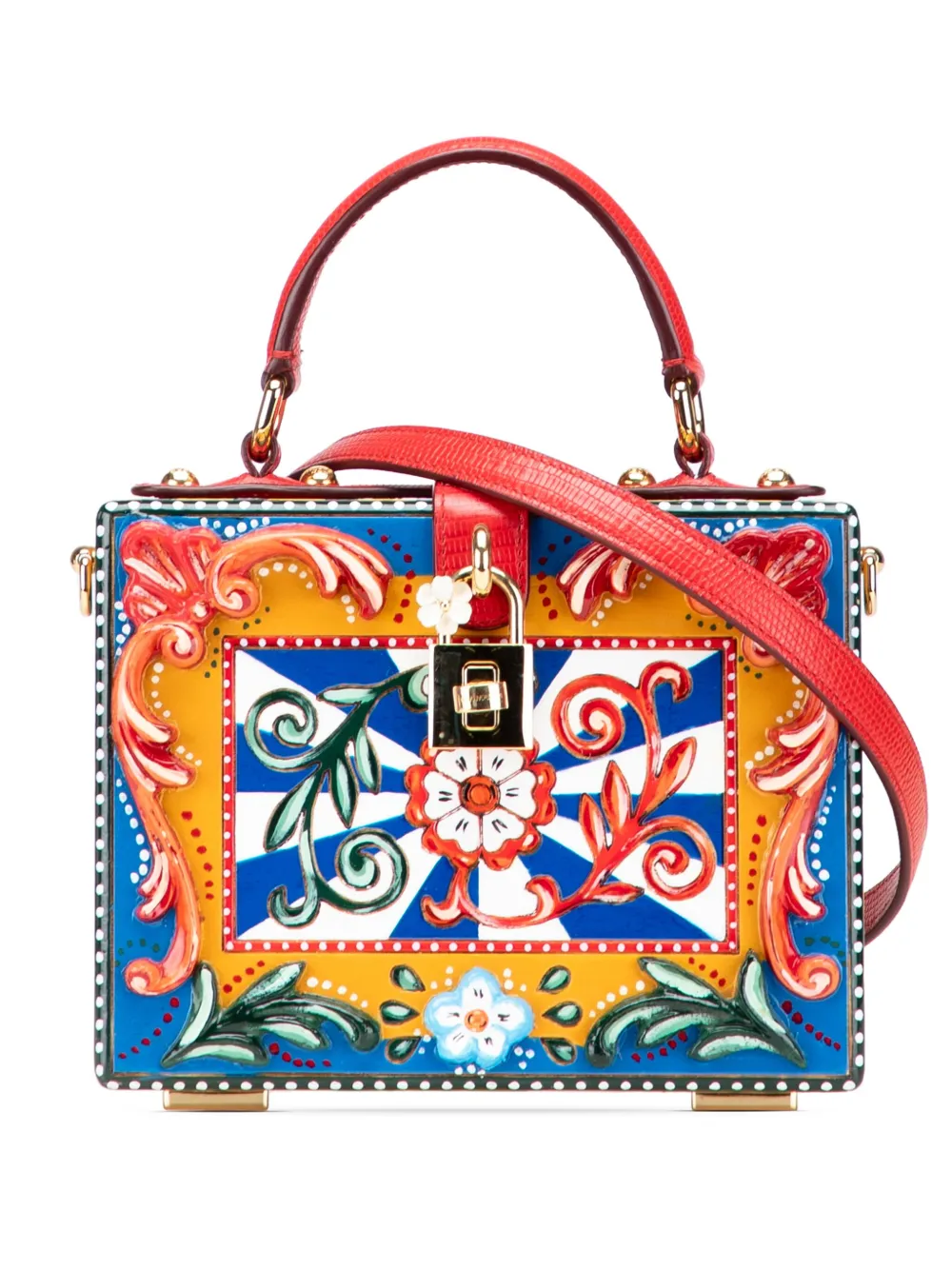 Pre-owned Dolce & Gabbana 2013-2024 Resin And Wood Carretto Box Bag Satchel In Multi