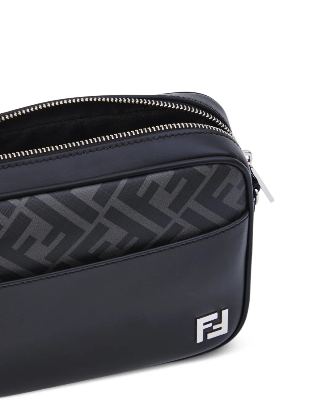 FENDI Leren messengertas met logo Zwart