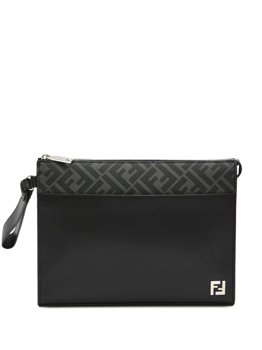 logo leather clutch bag
