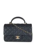 CHANEL Pre-Owned 2021-2023 mini quilted lambskin top handle bag - Blue