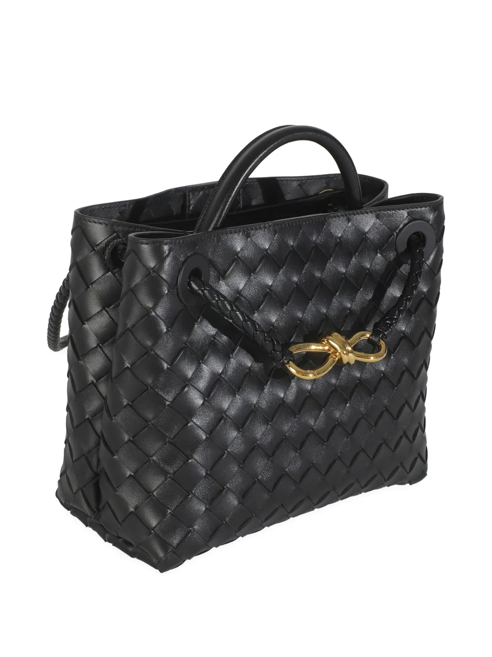 Pre-owned Bottega Veneta Small Andiamo Intrecciato Handbag In Black