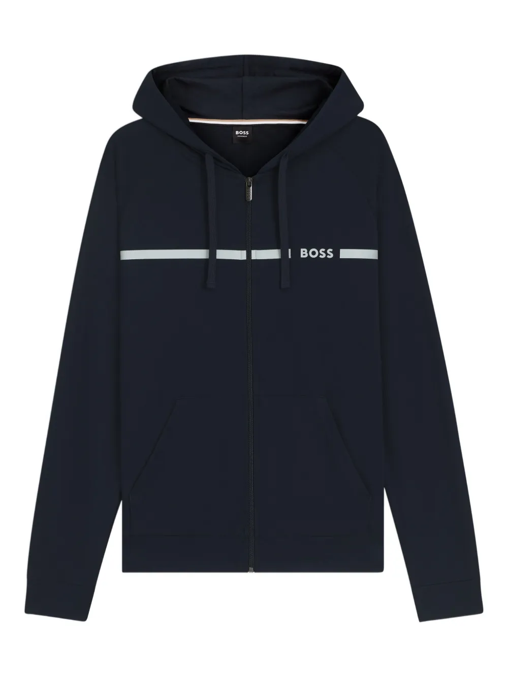 BOSS logo-detail hooded zip-up hoodie | Blue | Image 1