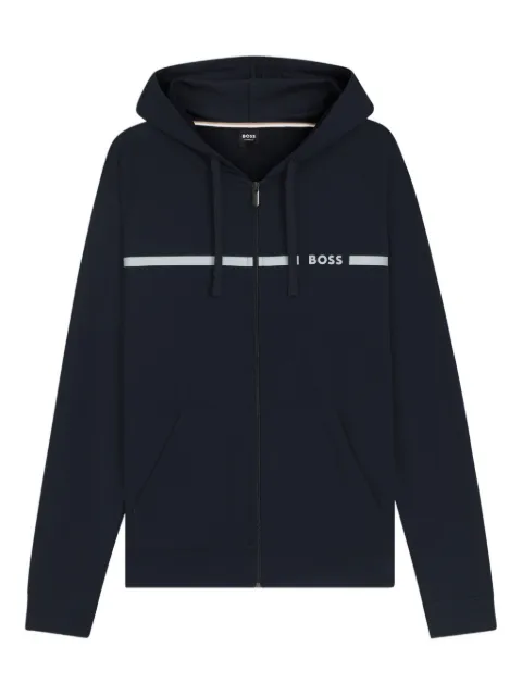 BOSS logo-detail hooded zip-up hoodie
