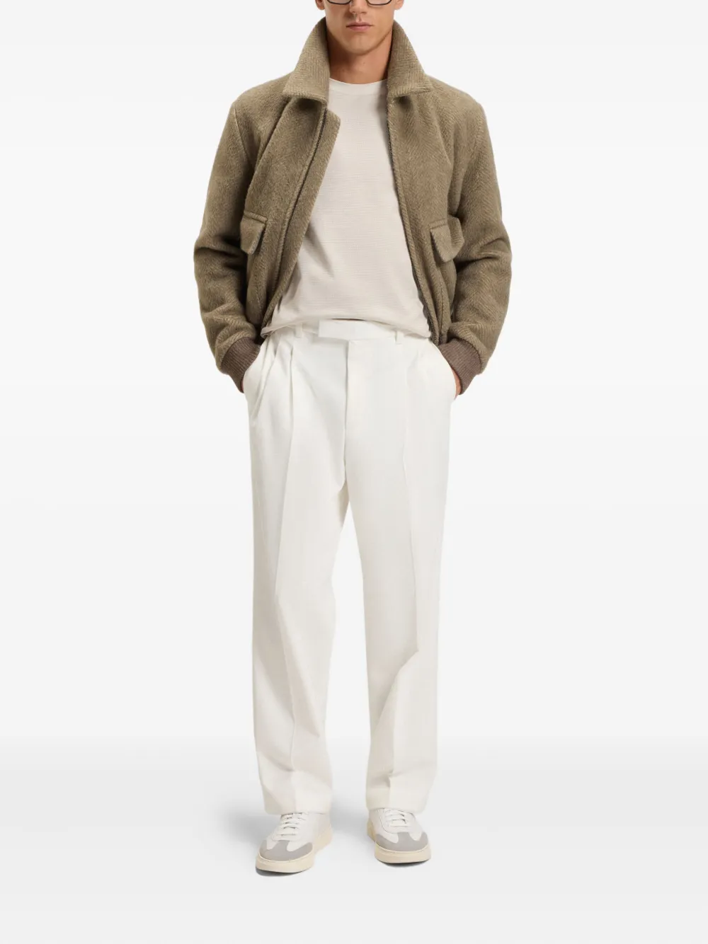 BOSS Gemerceriseerd katoenen T-shirt - Beige