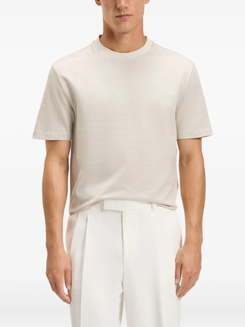 BOSS Gemerceriseerd katoenen T-shirt Beige