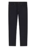 HUGO leather-patch jeans - Blue