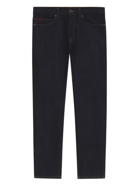 HUGO leather-patch jeans