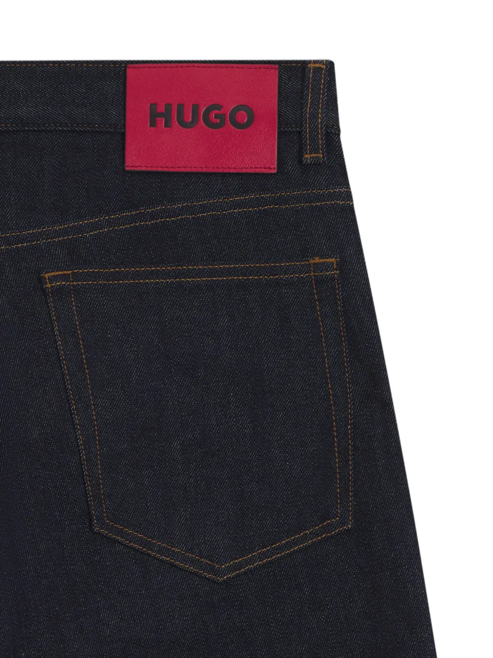 HUGO Jeans met leren patch - Blauw