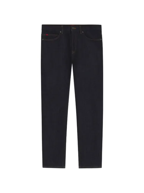 HUGO leather-patch jeans