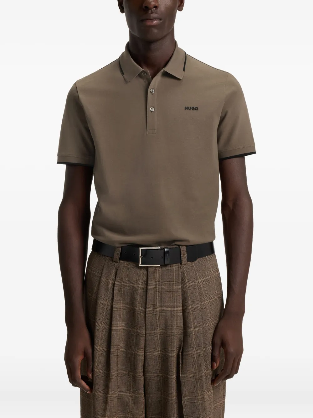 HUGO Katoenen poloshirt Bruin
